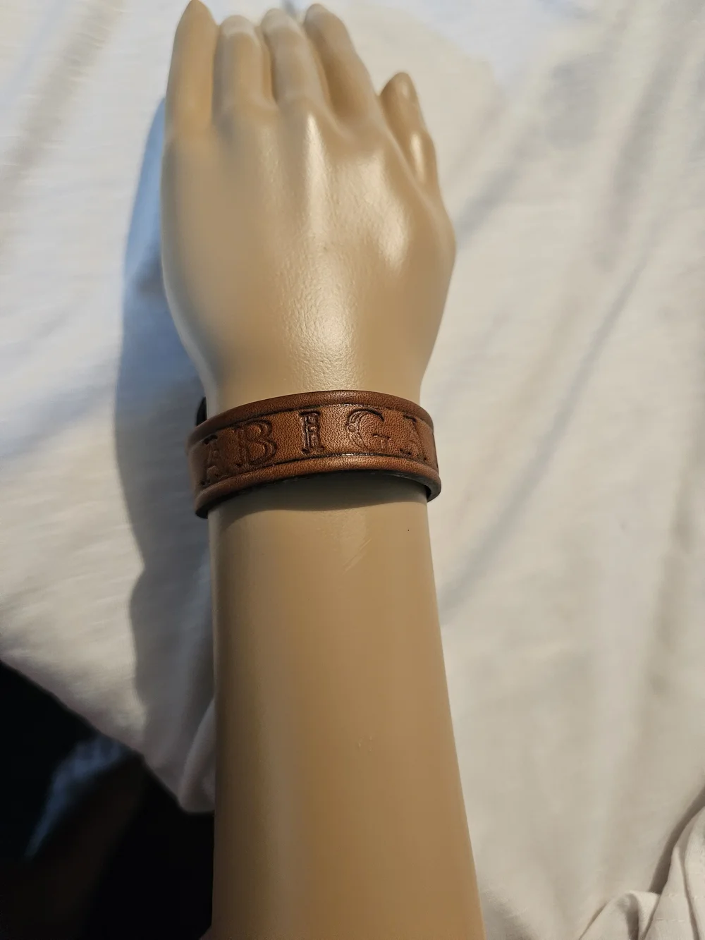 Unbranded Brown Leather Embossed Name Abigail Bracelet